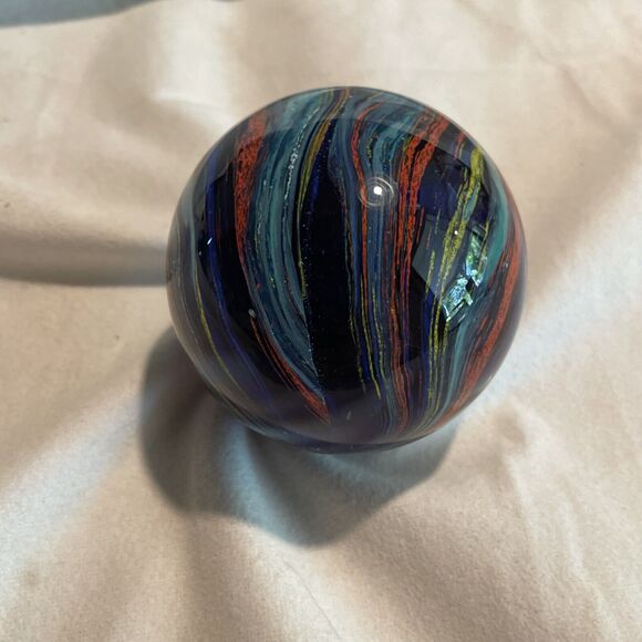 Beautiful Blue Galaxy Art Glass Paperweight 2.5" & Multi-Color Swirls. NICE!!! - Picture 3 of 8